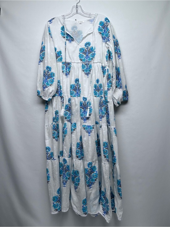 Debbie Katz Dresses & Skirts - White Maxi Dress with Blue Floral Print -Debbie Katz medium